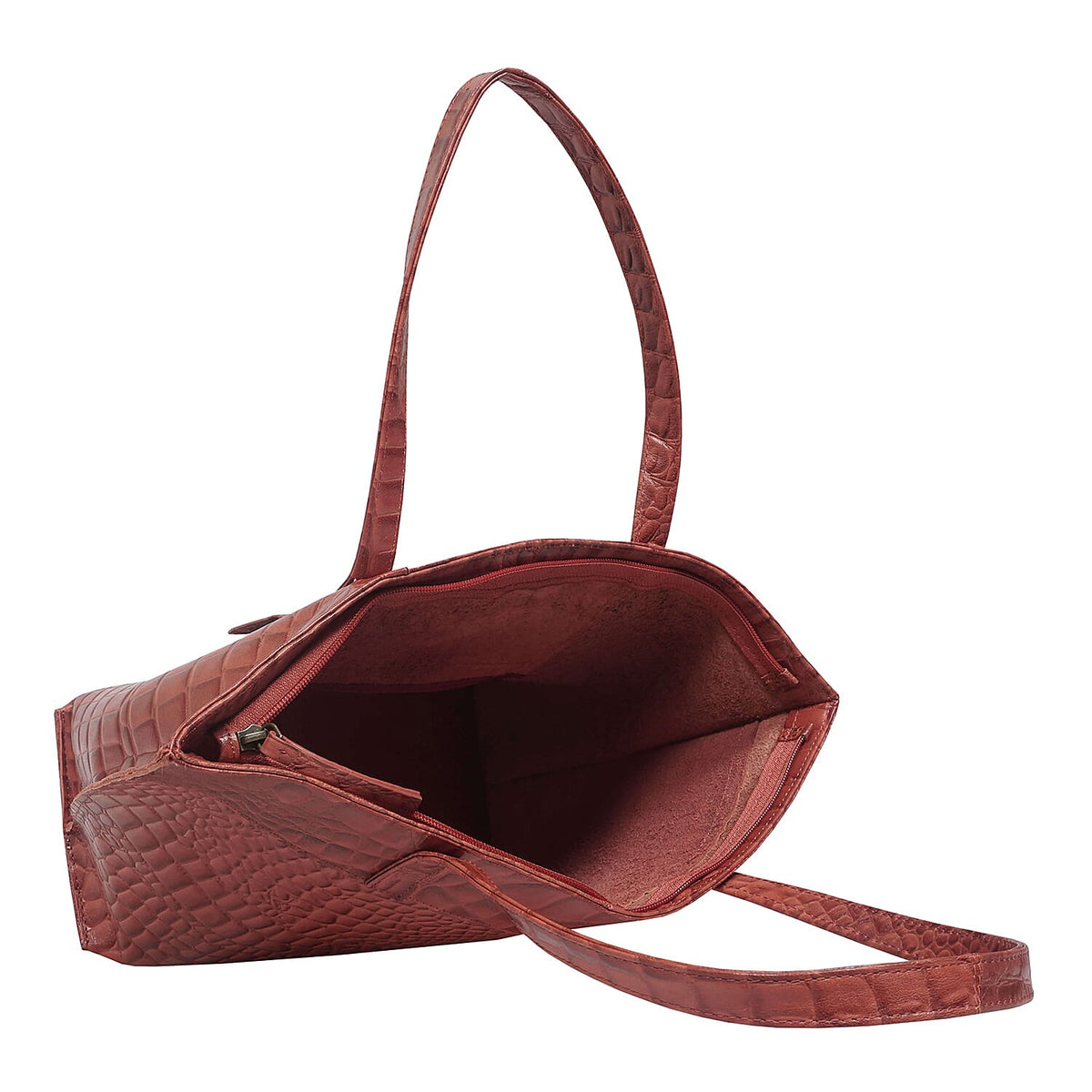 Assots London Emma Genuine Leather Croc PatternTote Bag - Red 7077912 4