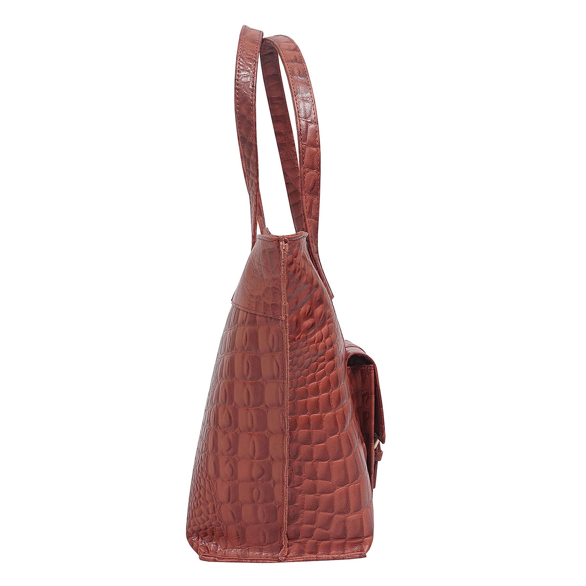 Assots London Emma Genuine Leather Croc PatternTote Bag - Red 7077912 5