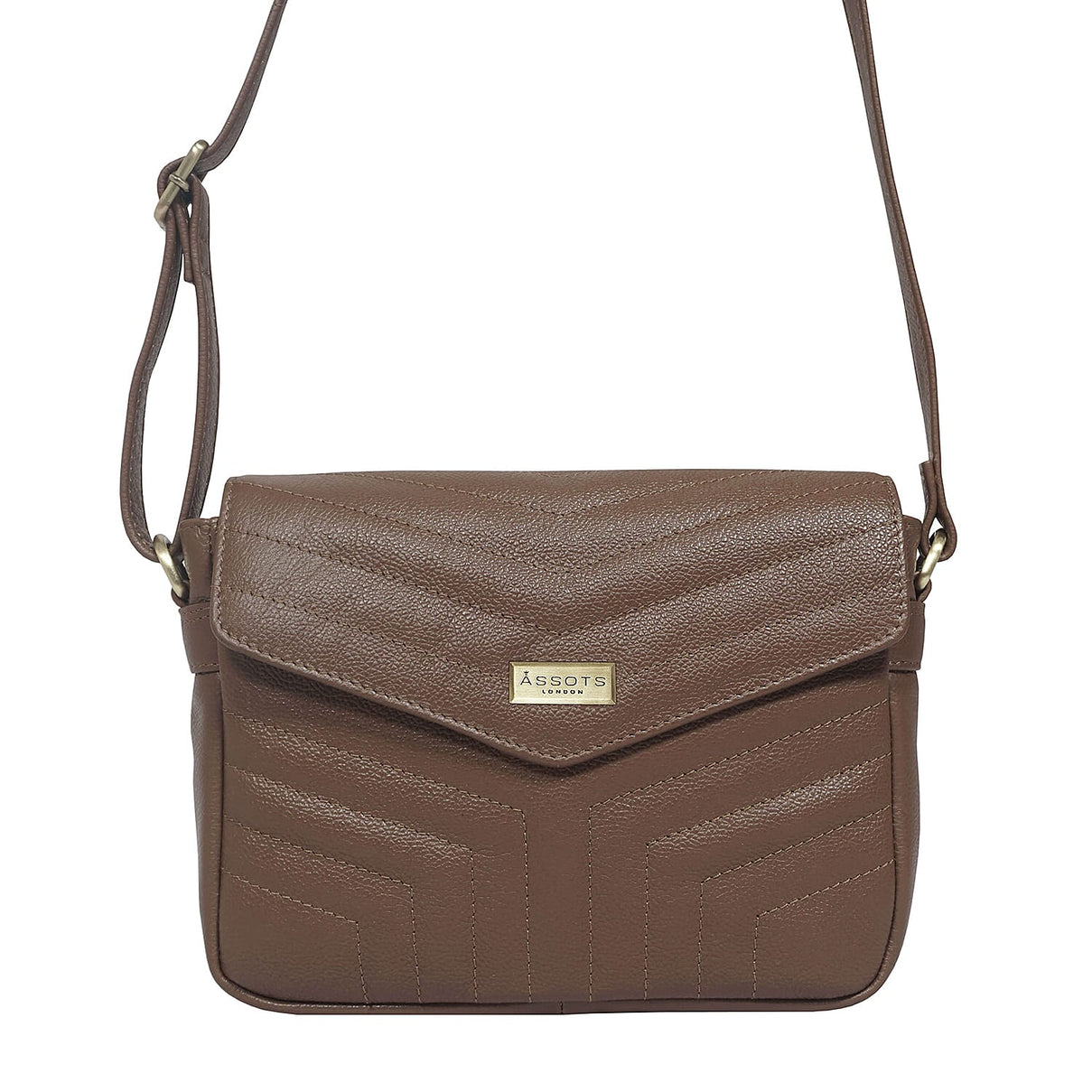 Assots London Genuine Leather Jessica Quilted Crossbody Bag - Brown 7077881 0