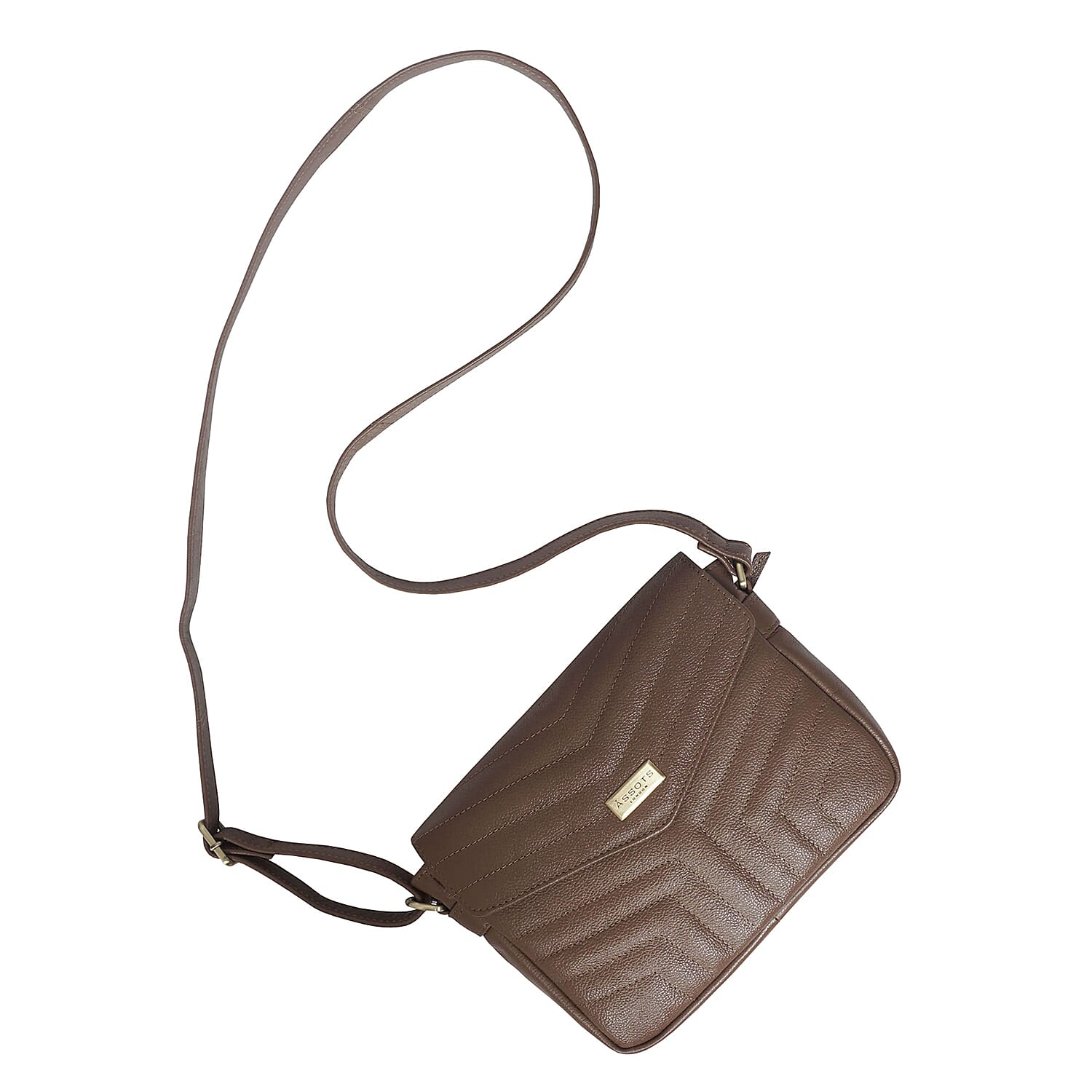 Assots London Genuine Leather Jessica Quilted Crossbody Bag - Brown 7077881 3