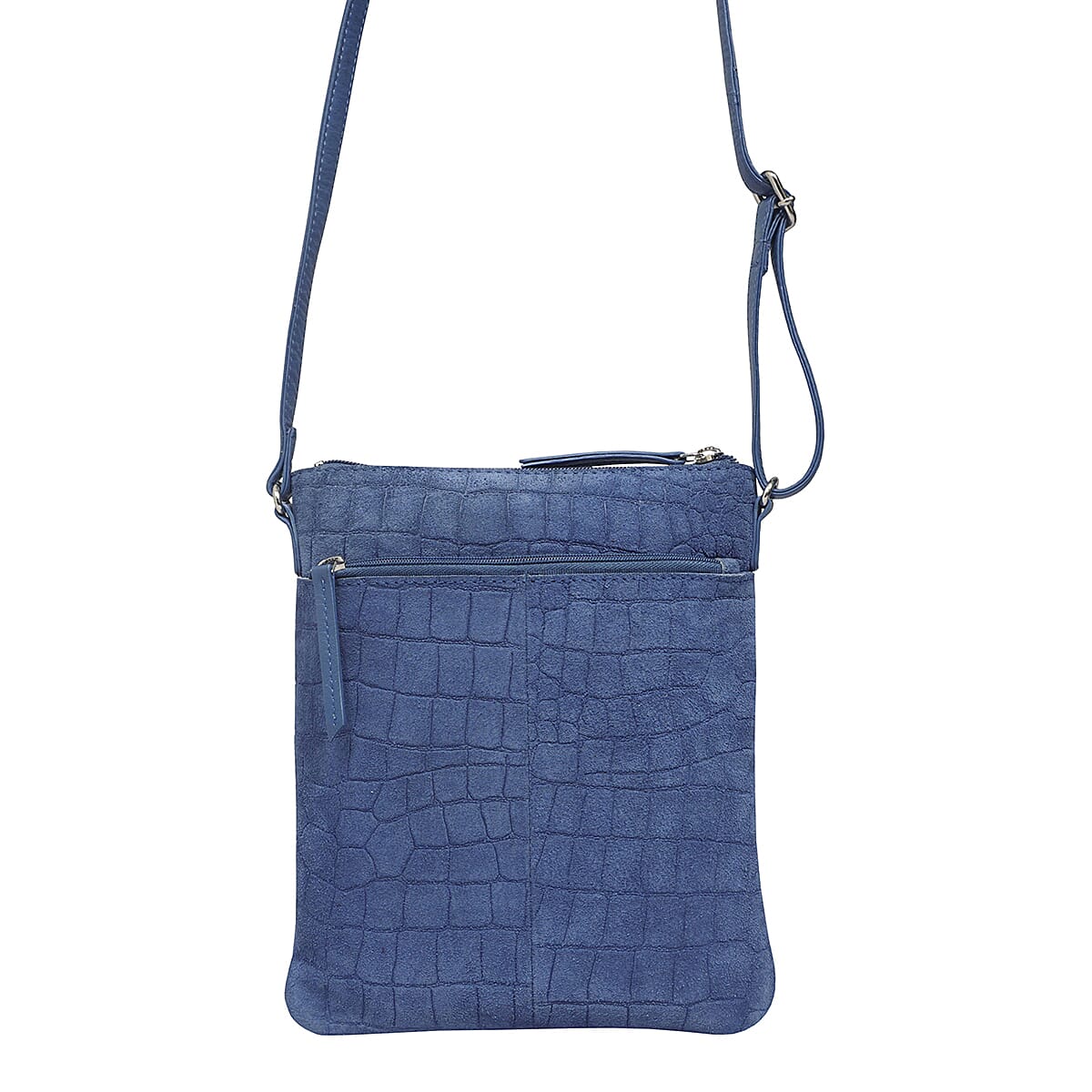 Assots London Janet 100% Genuine Leather Croc Pattern Crossbody Bag - Blue 8947418 1
