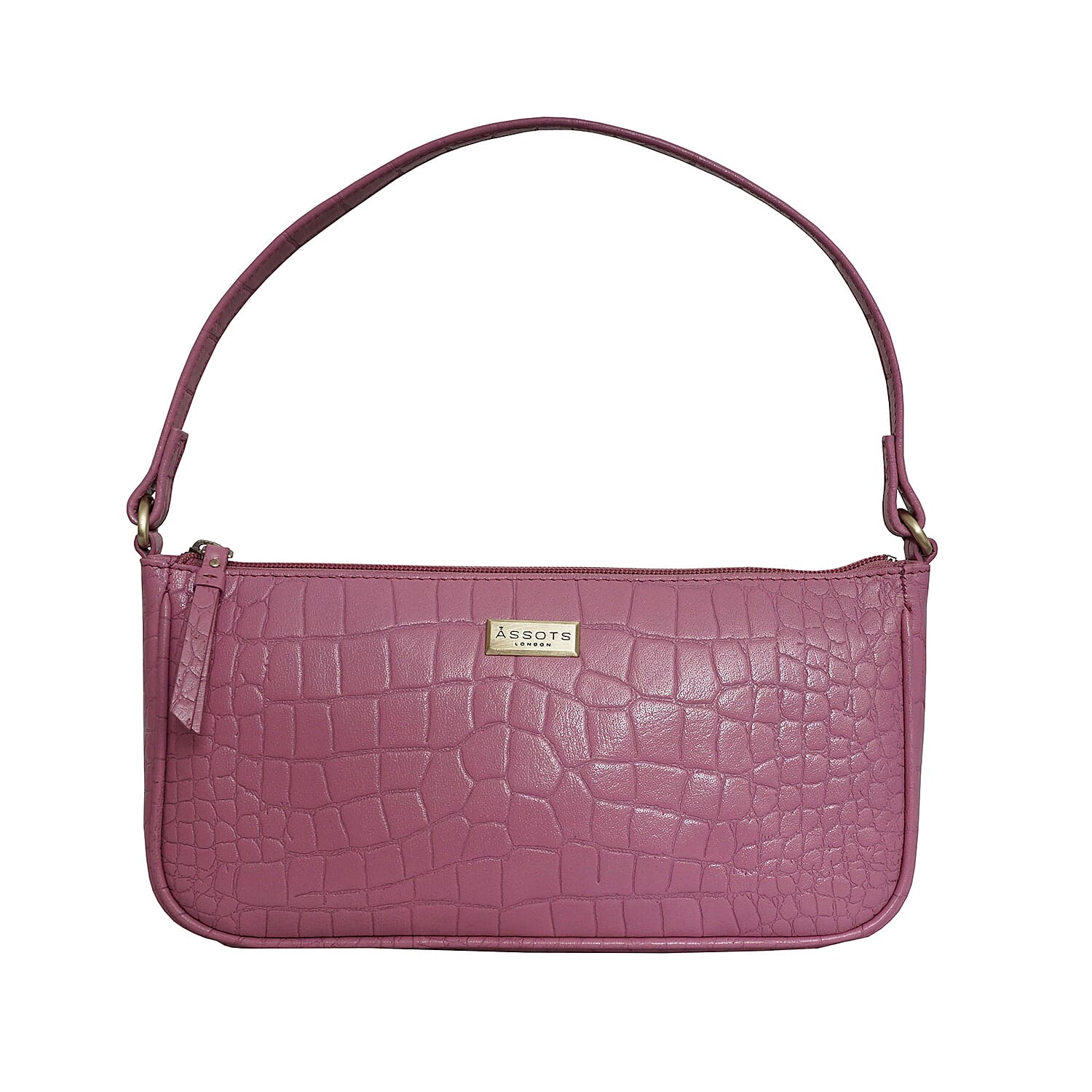 Assots London ZARA 100% Genuine Leather Croc Embossed Handbag - Pink 6067853 0