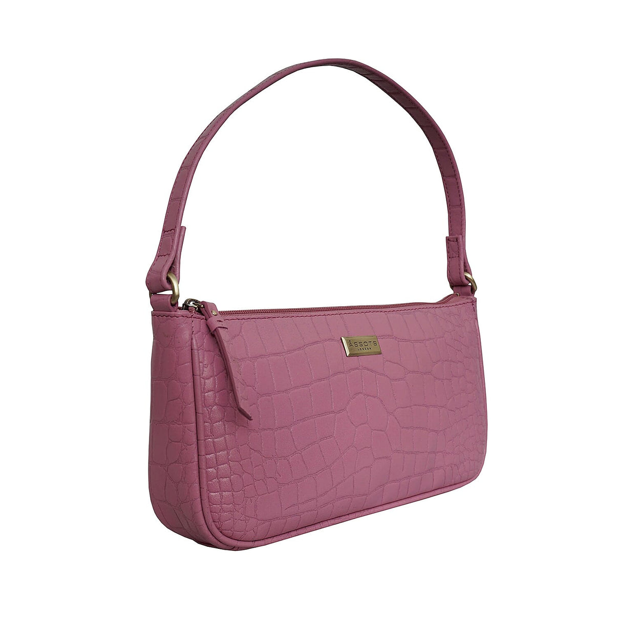 Assots London ZARA 100% Genuine Leather Croc Embossed Handbag - Pink 6067853 3