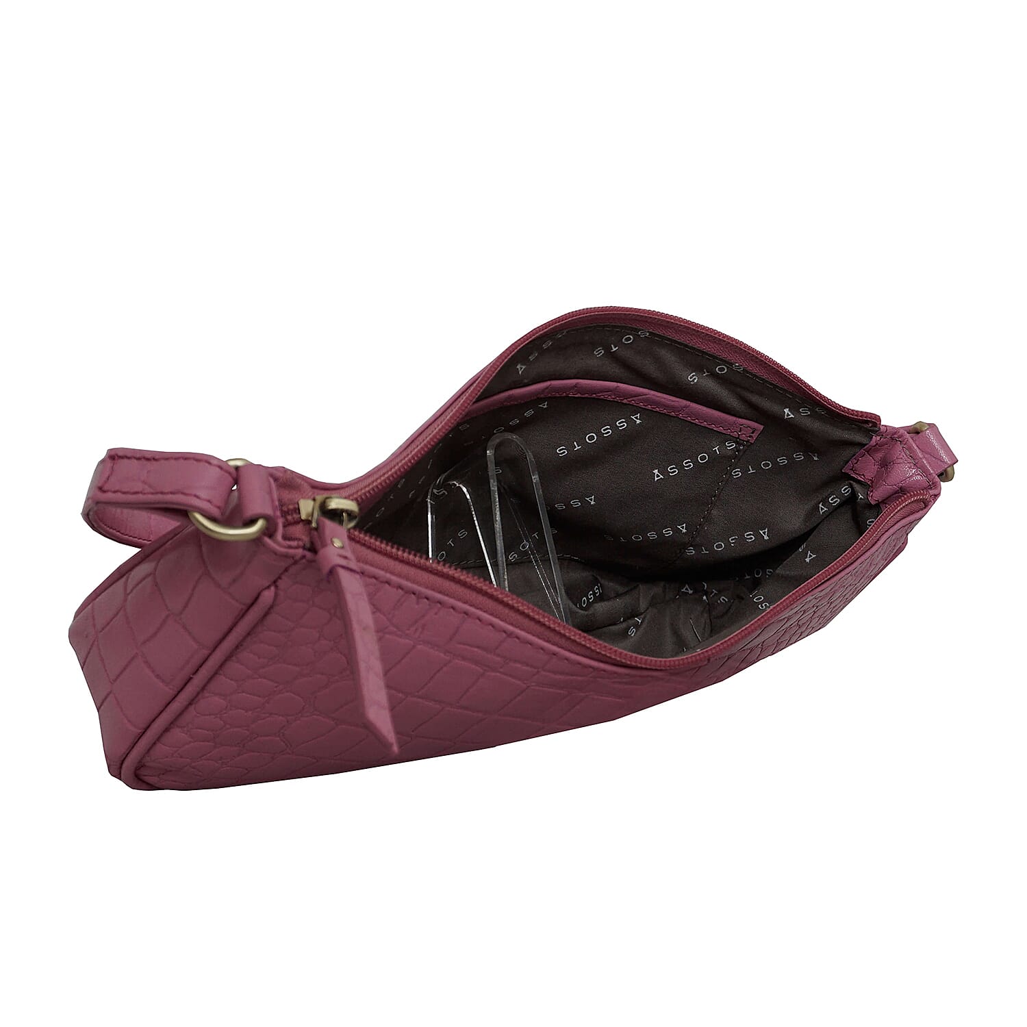 Assots London ZARA 100% Genuine Leather Croc Embossed Handbag - Pink 6067853 4