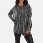 Asymmetric Batwing Lurex Top (Size 8 to 18) - Silver