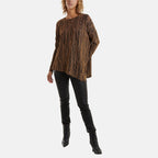 Nova of London Asymmetric Batwing Lurex Top (Size 14 to 20) - Gold