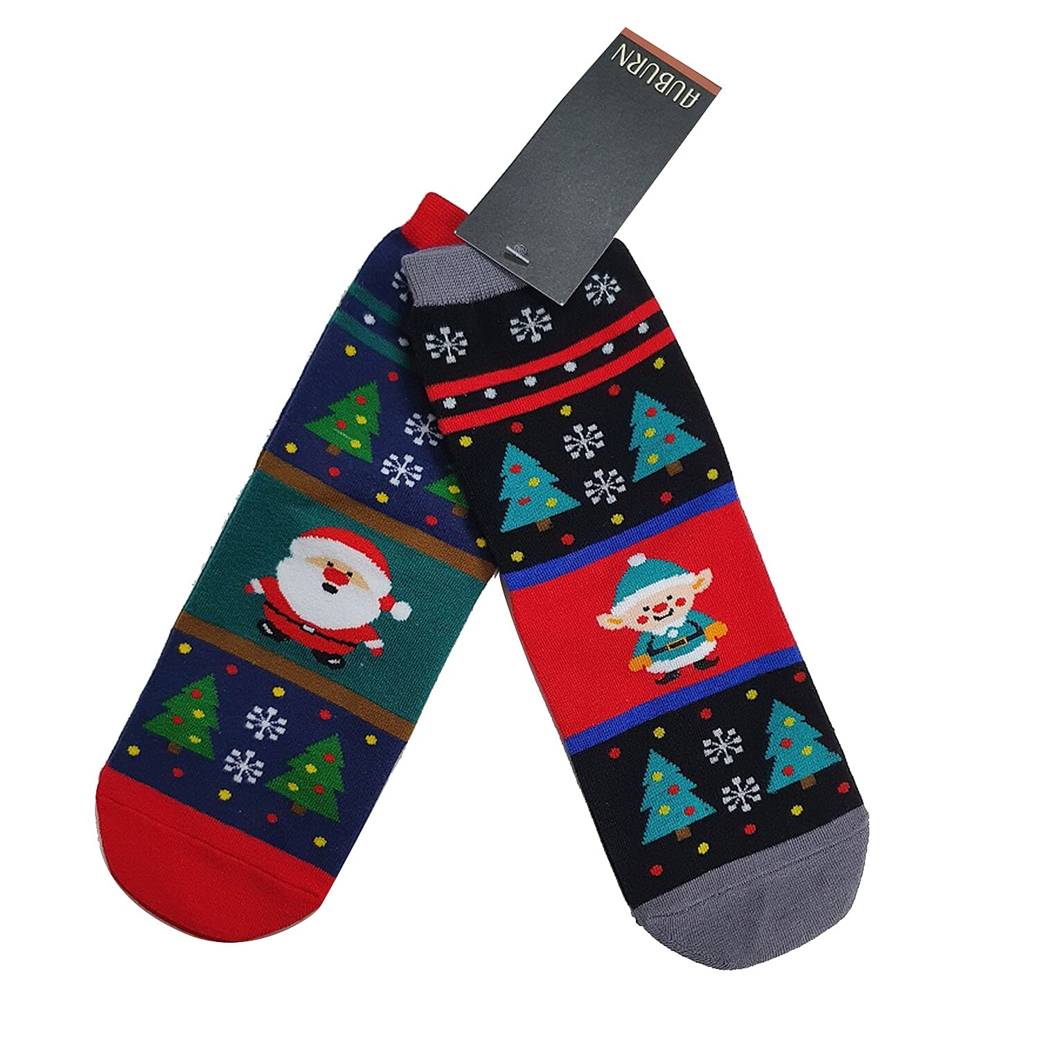Auburn Pack of 2 Pairs of Novelty Christmas Aztec Socks - Red and Multi-Colour 6639724 2