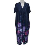 AURA BOUTIQUE Floral Zip Kaftan (Size L,16-18) - Navy