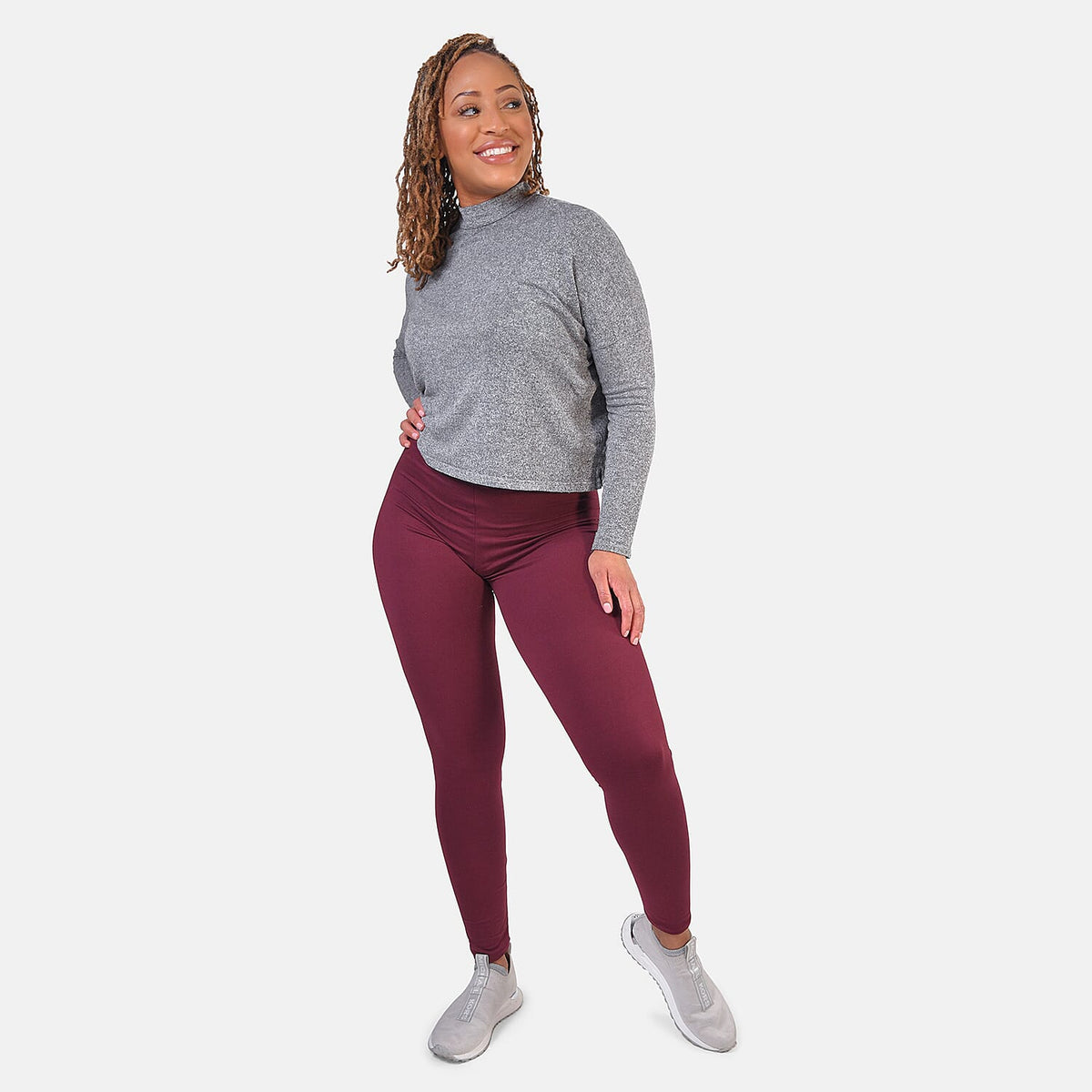 Aura Boutique Super Soft Leggings (Size L) - Wine 7386627 0