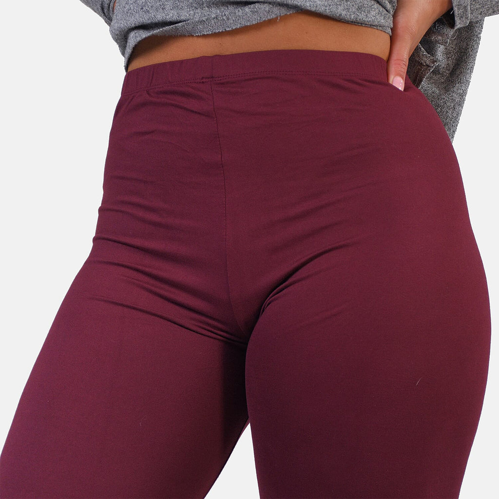 Aura Boutique Super Soft Leggings (Size L) - Wine