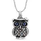 Austrian Blue & Grey Crystal Pendant with Chain (Size - 20-2 Ext) in Silver Tone