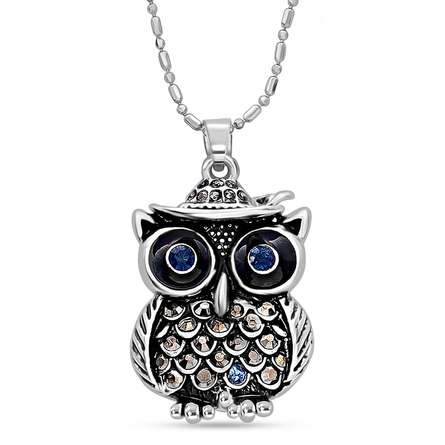 Austrian Blue &amp; Grey Crystal Pendant with Chain (Size - 20-2 Ext) in Silver Tone 4331191 0