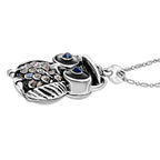 Austrian Blue & Grey Crystal Pendant with Chain (Size - 20-2 Ext) in Silver Tone