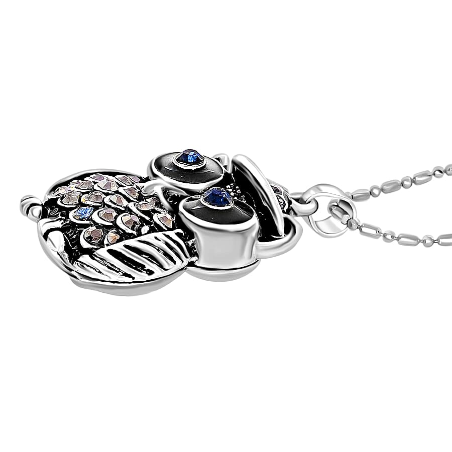Austrian Blue &amp; Grey Crystal Pendant with Chain (Size - 20-2 Ext) in Silver Tone 4331191 1