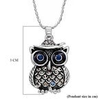 Austrian Blue & Grey Crystal Pendant with Chain (Size - 20-2 Ext) in Silver Tone