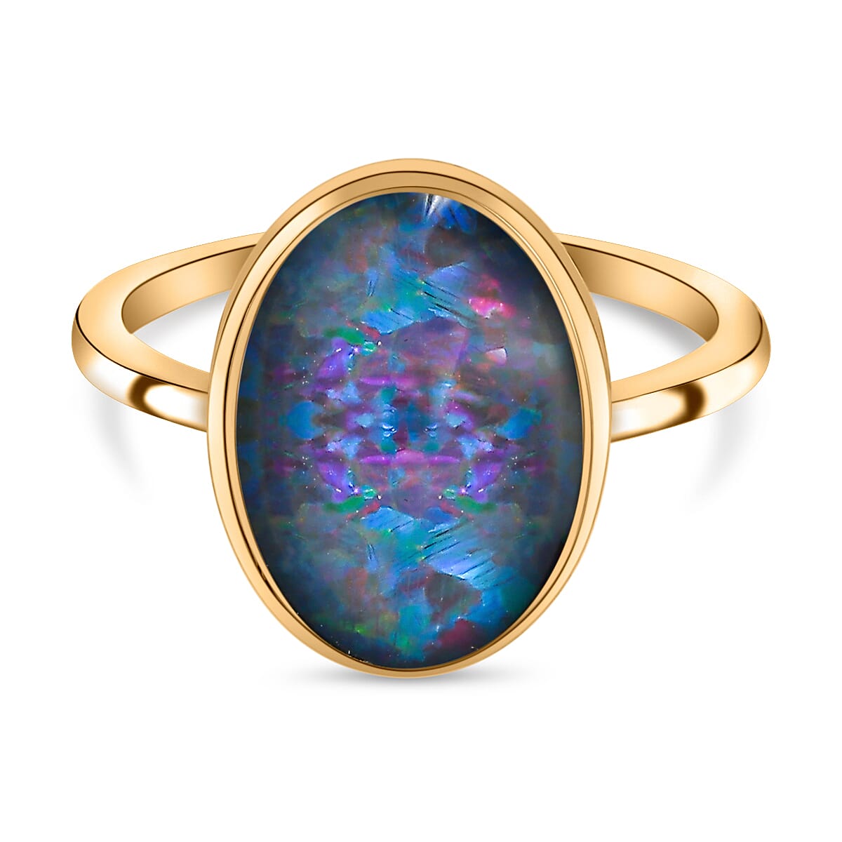 Australian Boulder Opal Solitaire Ring in Vermeil Yellow Gold Overlay Sterling Silver 3.50 Ct. 8892117 0