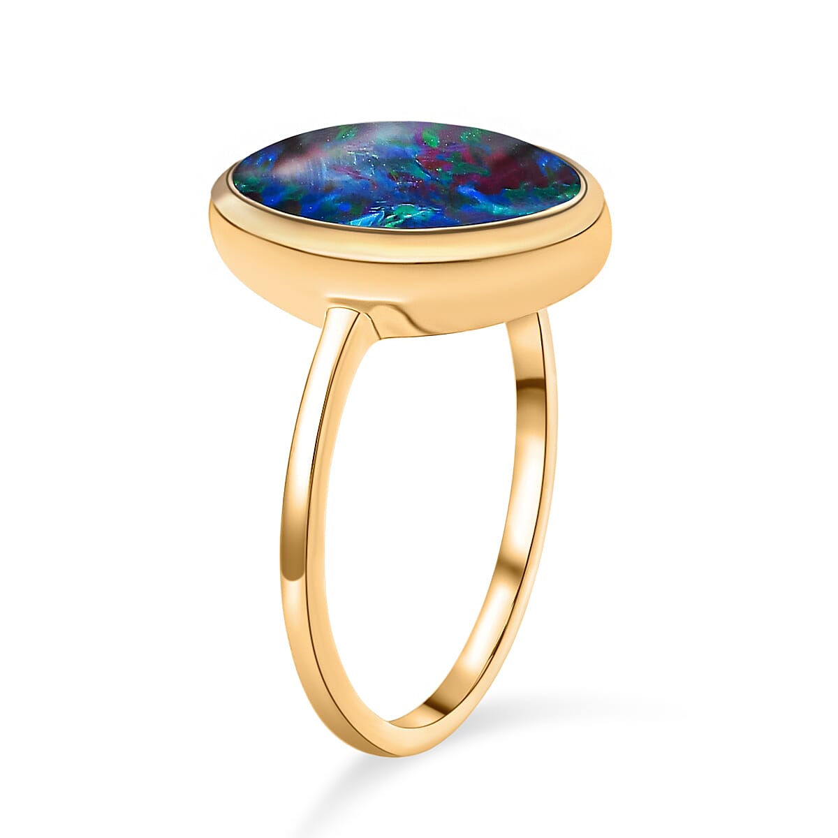 Australian Boulder Opal Solitaire Ring in Vermeil Yellow Gold Overlay Sterling Silver 3.50 Ct. 8892117 4