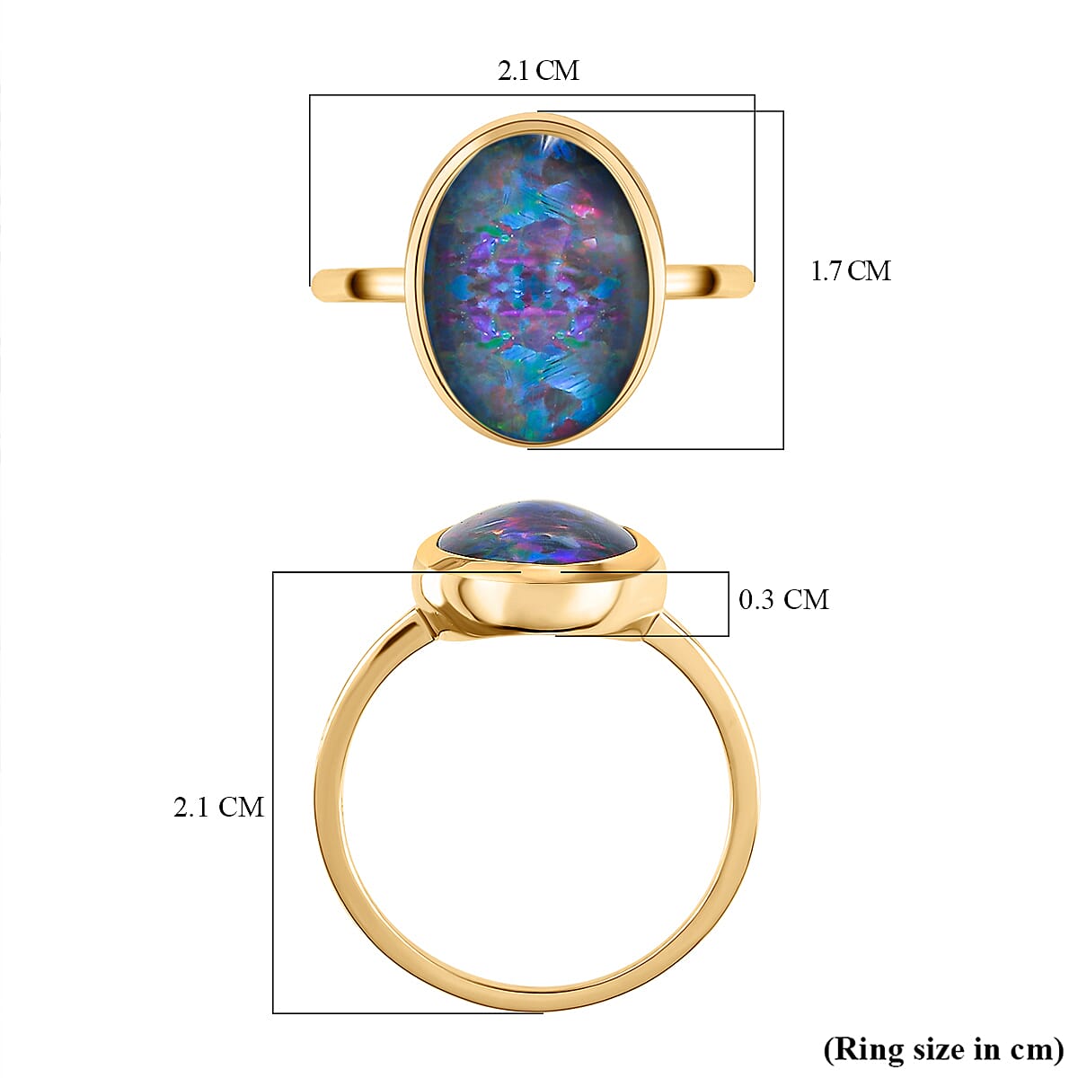 Australian Boulder Opal Solitaire Ring in Vermeil Yellow Gold Overlay Sterling Silver 3.50 Ct. 8892117 6