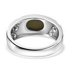Australian Boulder Opal and Natural Cambodian Zircon Ring in Rhodium Overlay Sterling Silver 1.78 Ct, Silver Wt. 5.81 Gms.
