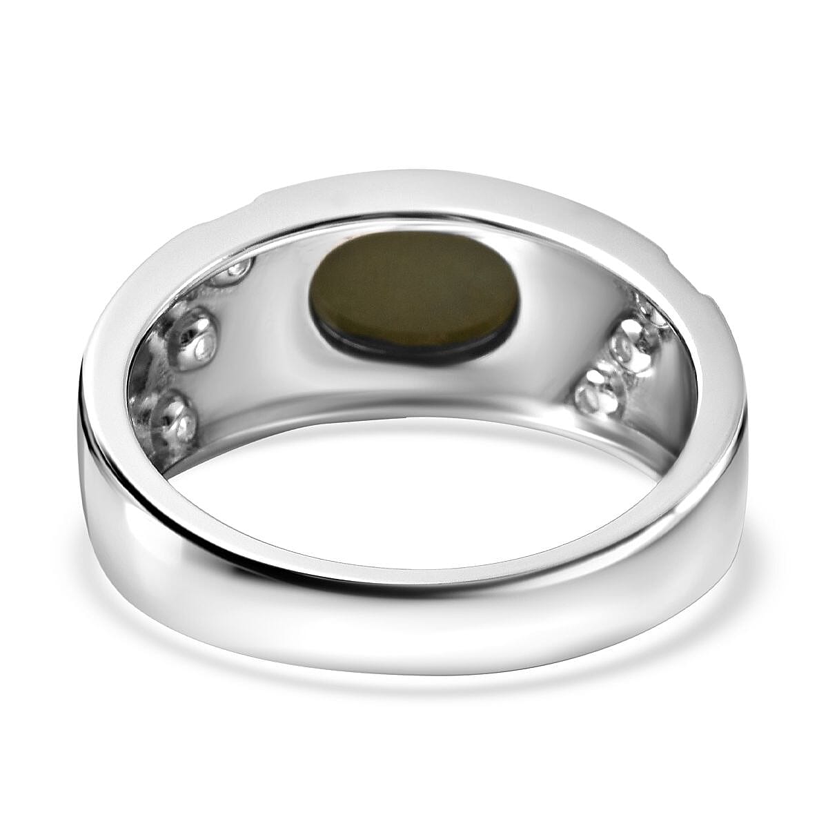 Australian Boulder Opal and Zircon Solitaire Ring in Rhodium Plated Sterling Silver 3603802 5