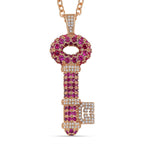 Fuchsia Crystal & White Crystal Necklace (Size - 20-2 Ext) in Yellow Gold Tone
