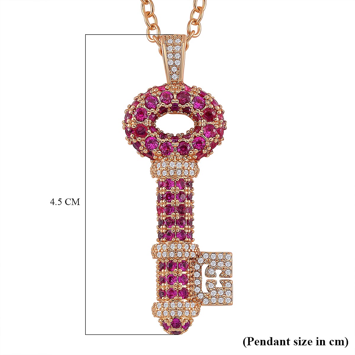 Fuchsia Crystal &amp; White Crystal Necklace (Size - 20-2 Ext) in Yellow Gold Tone 7988692 5
