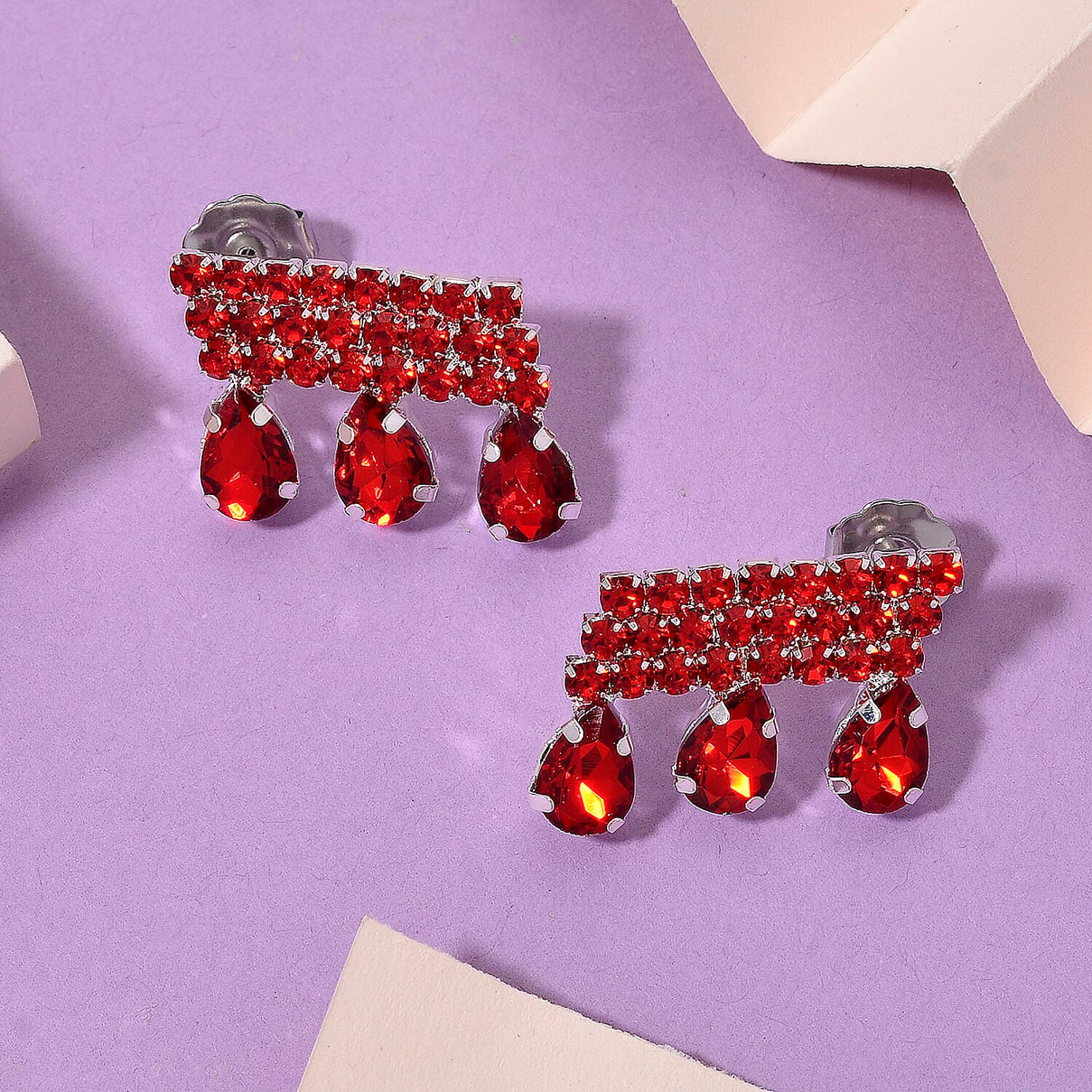 Australian Magic Red Crystal Earring with Push Back V32360117 2