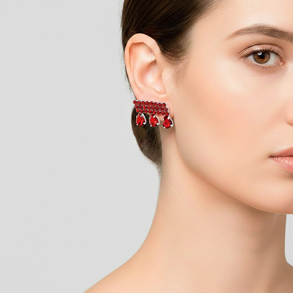 Australian Magic Red Crystal Earring with Push Back V32352105 3