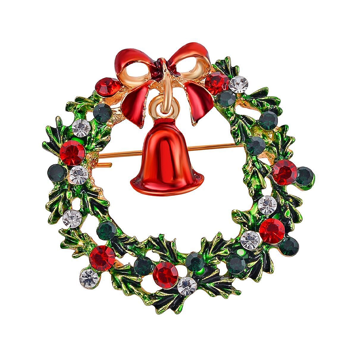 Australian Multi Colour Crystal Bell Wreath Brooch 7988063 0