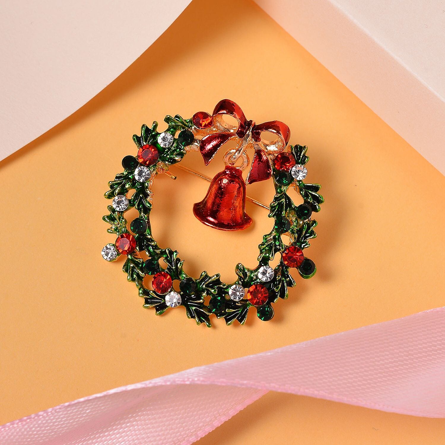 Australian Multi Colour Crystal Bell Wreath Brooch 7988063 5