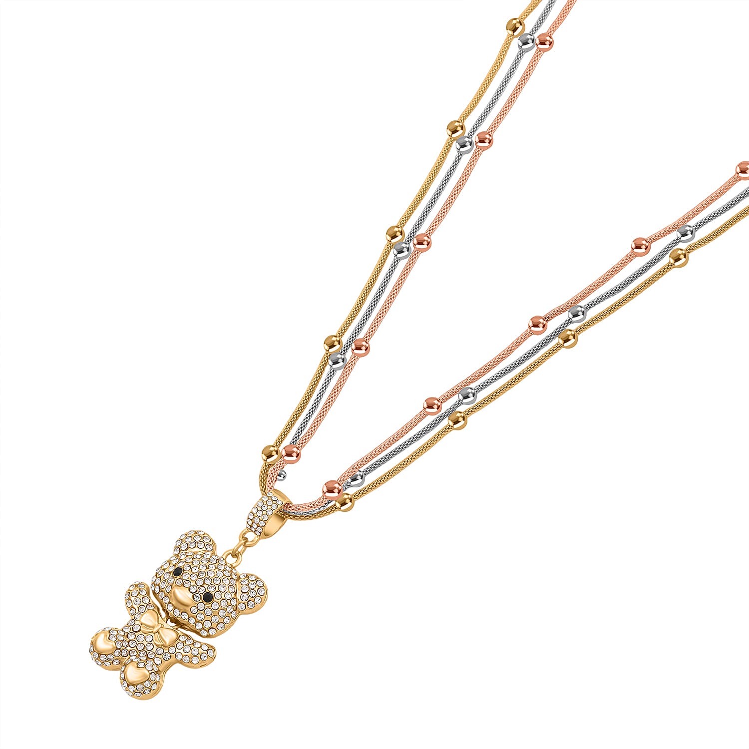 Austrian White Crystal &amp; Austrian Black Crystal Necklace (Size - 22-2 Inch Ext) 8022578 3