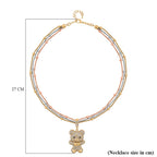 Austrian White Crystal & Austrian Black Crystal Necklace (Size - 22-2 Inch Ext)
