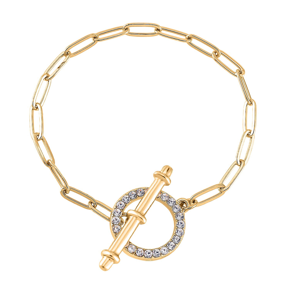 Designer Inspired - Paperclip Bracelet (Size - 7.5) with T-Bar Clasp in Yellow Plated 8023755 0