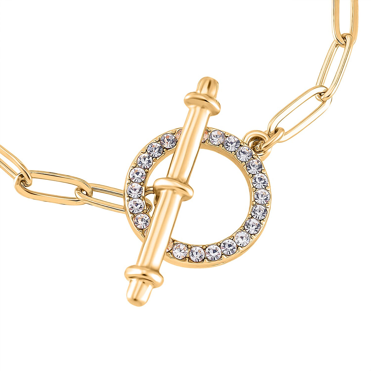Designer Inspired - Paperclip Bracelet (Size - 7.5) with T-Bar Clasp in Yellow Plated 8023755 4