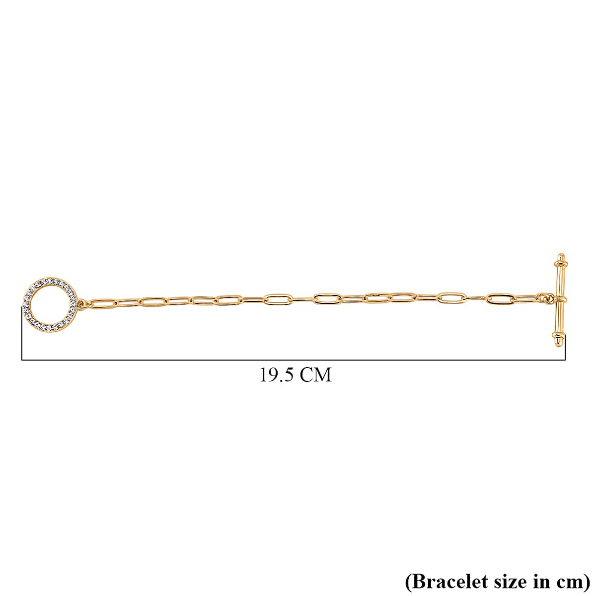 Designer Inspired - Paperclip Bracelet (Size - 7.5) with T-Bar Clasp in Yellow Plated 8023755 5