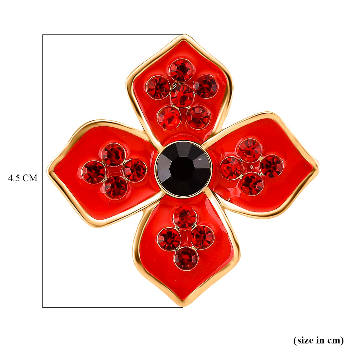 Austrian Black Crystal &amp; Austrian Red Crystal Brooch in Yellow Gold Tone 8232634 11