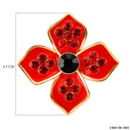 Austrian Black Crystal & Austrian Red Crystal Brooch in Yellow Gold Tone