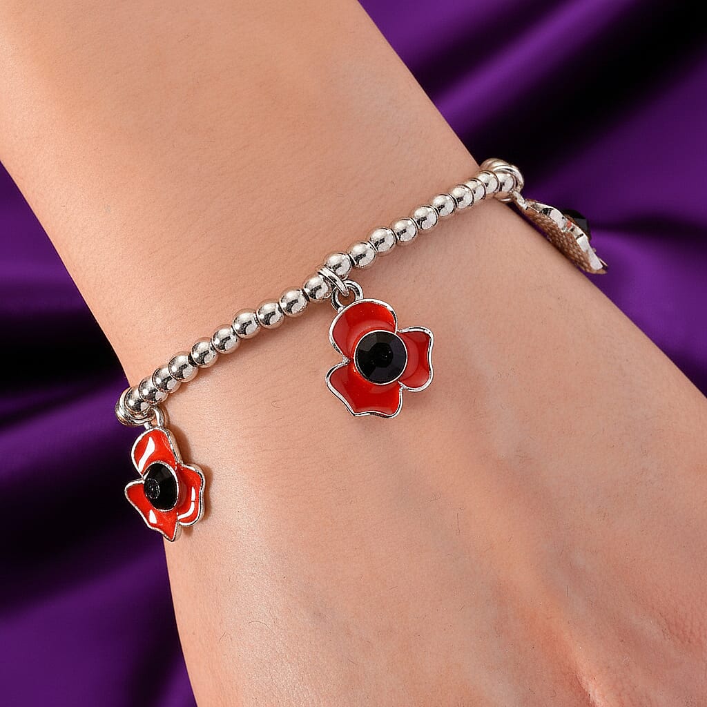 Austrian Black Crystal Bracelet (SIze 7.5 Stretchable) in Silver Tone 8232535 5