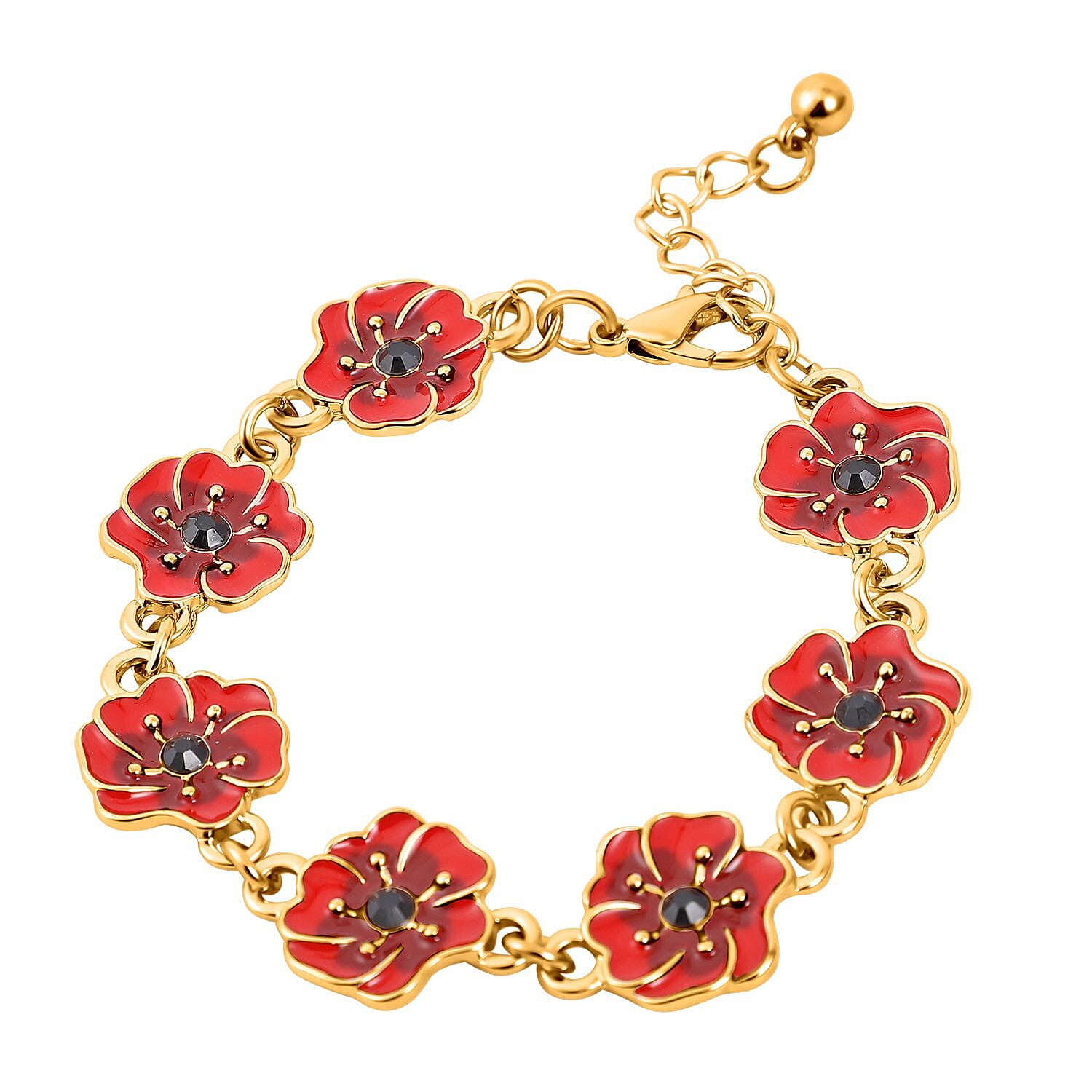 Austrian Black Crystal Bracelet (Size 7 - 1 Ext) in Yellow Gold Plated 8232447 0