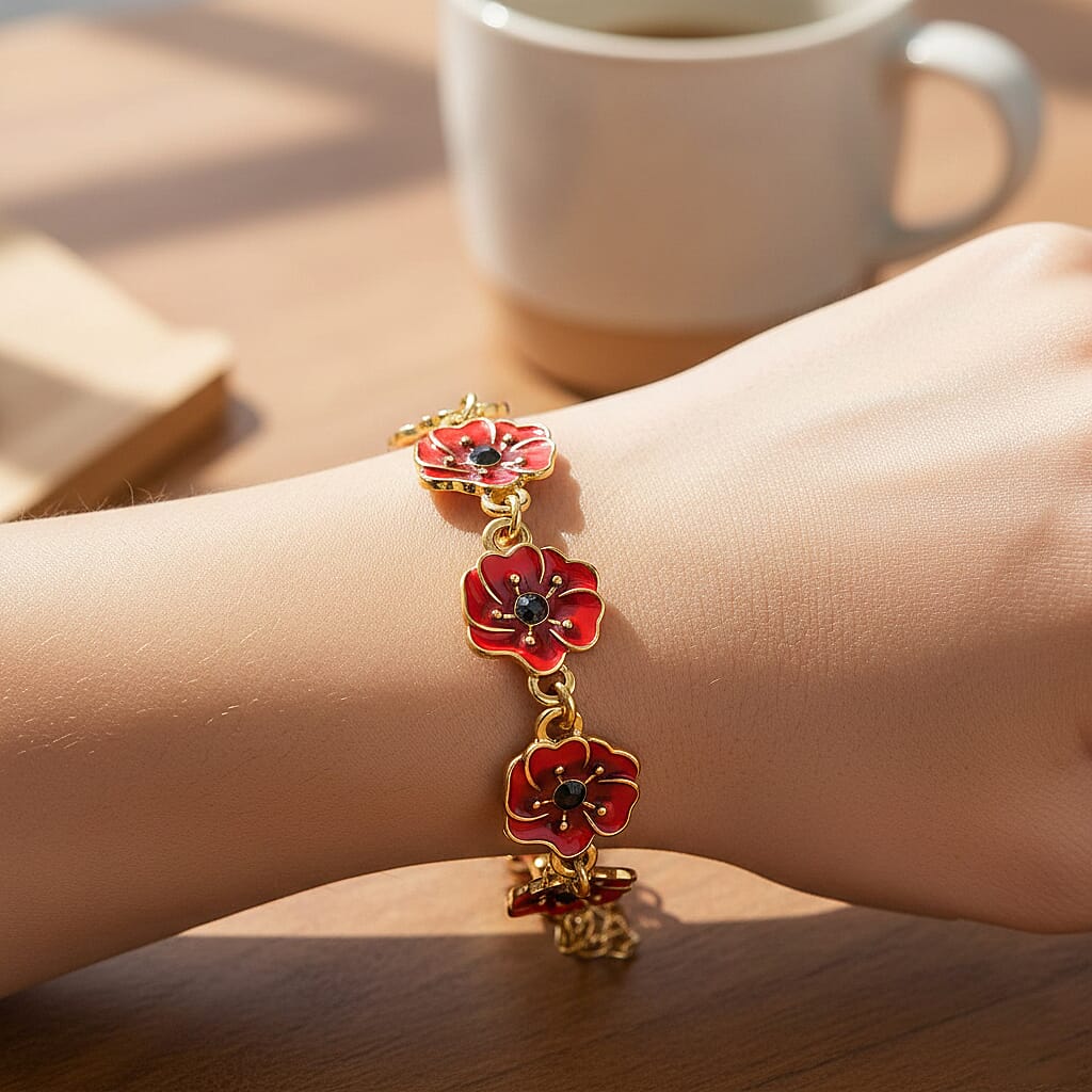Austrian Black Crystal Bracelet (Size 7 - 1 Ext) in Yellow Gold Plated 8232447 3