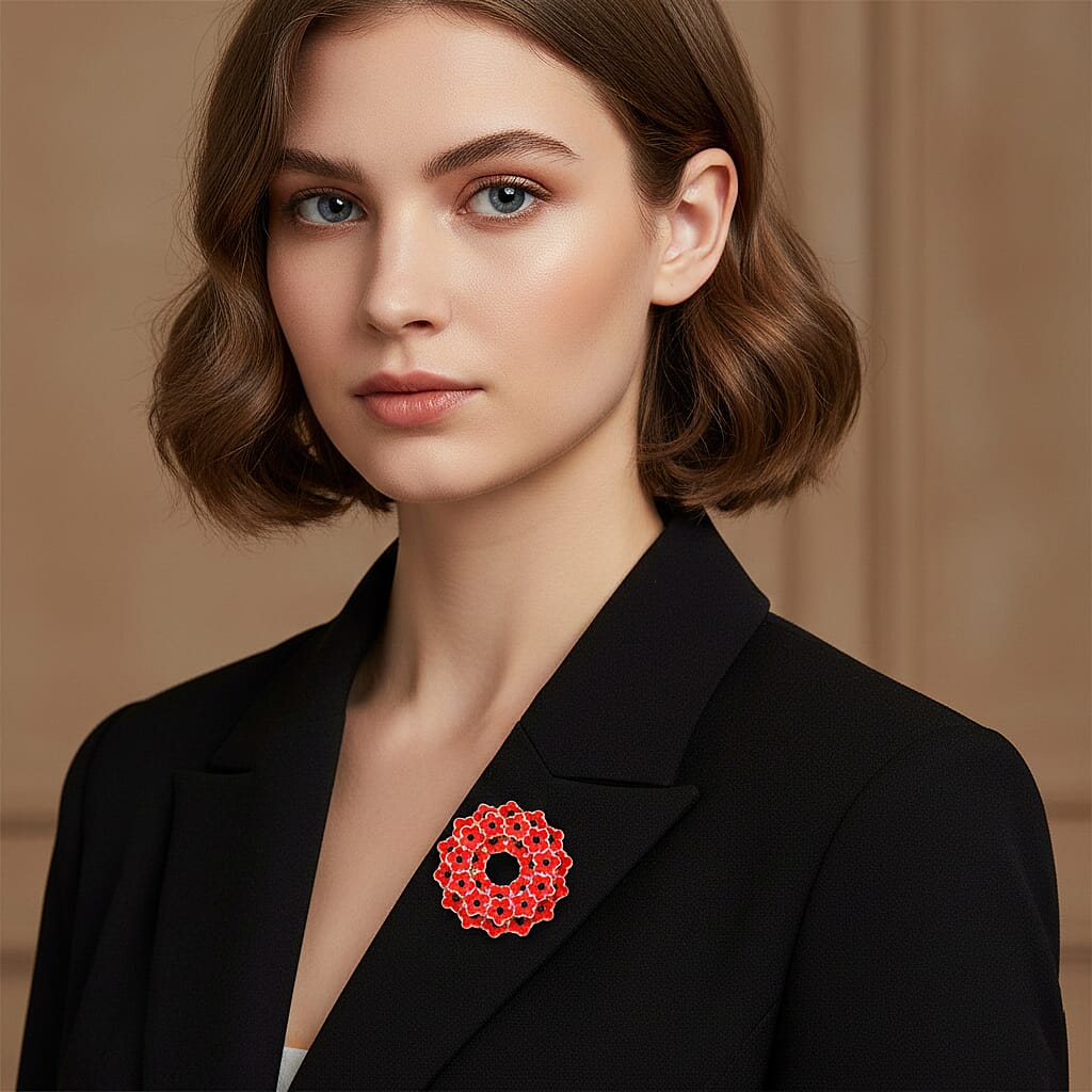 Austrian Black Crystal Brooch in Yellow Gold Plated 8232466 6