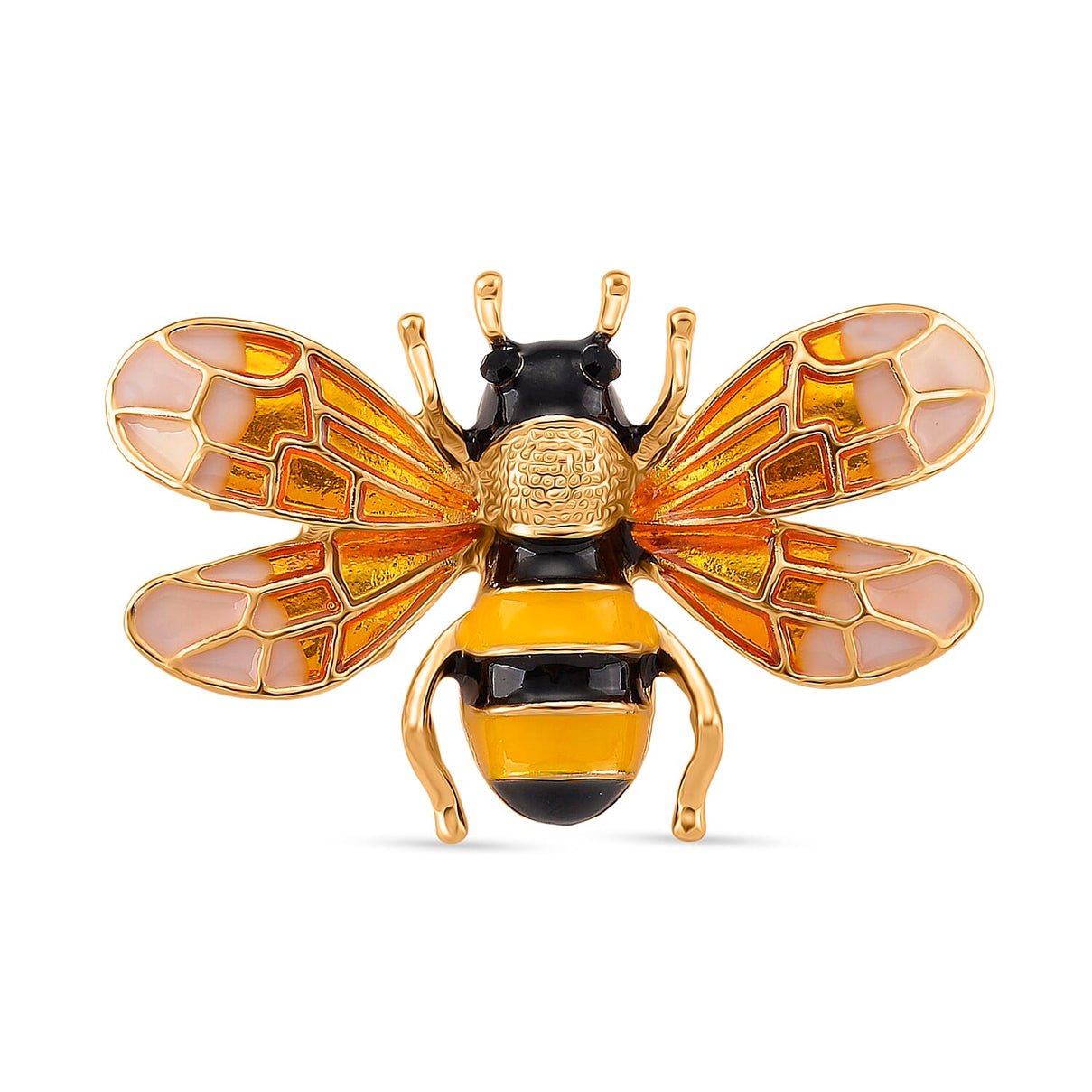Austrian Black Crystal Brooch with Enamel in Yellow Gold Plated- Butterfly 8183232 0