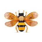 Austrian Black Crystal Brooch with Enamel in Yellow Gold Plated- Butterfly