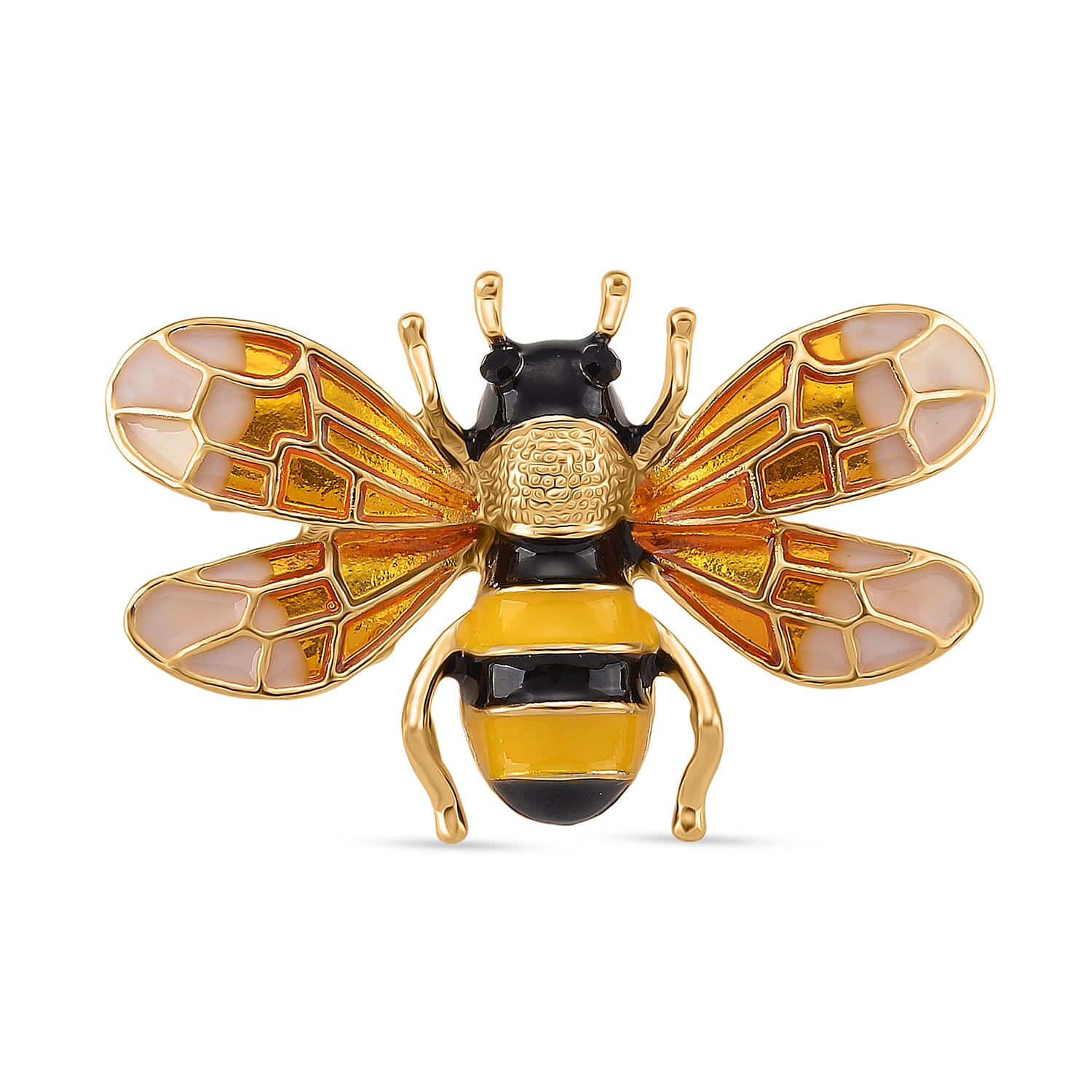Austrian Black Crystal Brooch with Enamel in Yellow Gold Plated- Butterfly 8183232 0