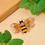 Austrian Black Crystal Brooch with Enamel in Yellow Gold Plated- Butterfly
