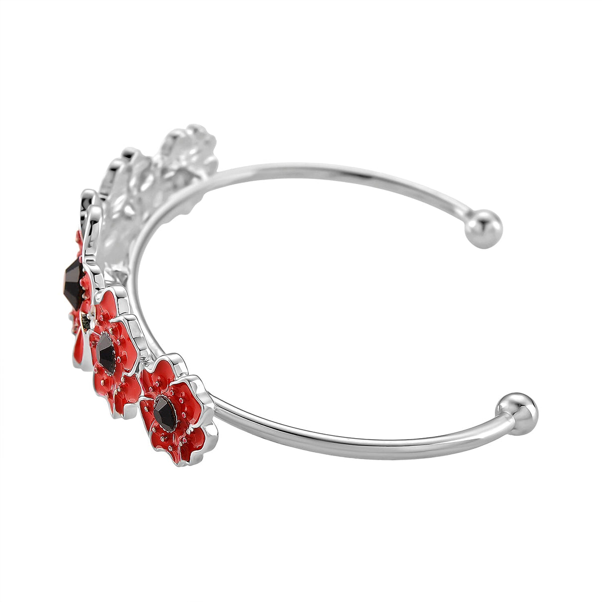 Austrian Black Crystal Cuff Bangle (Size 8) in Silver Tone 8243633 4