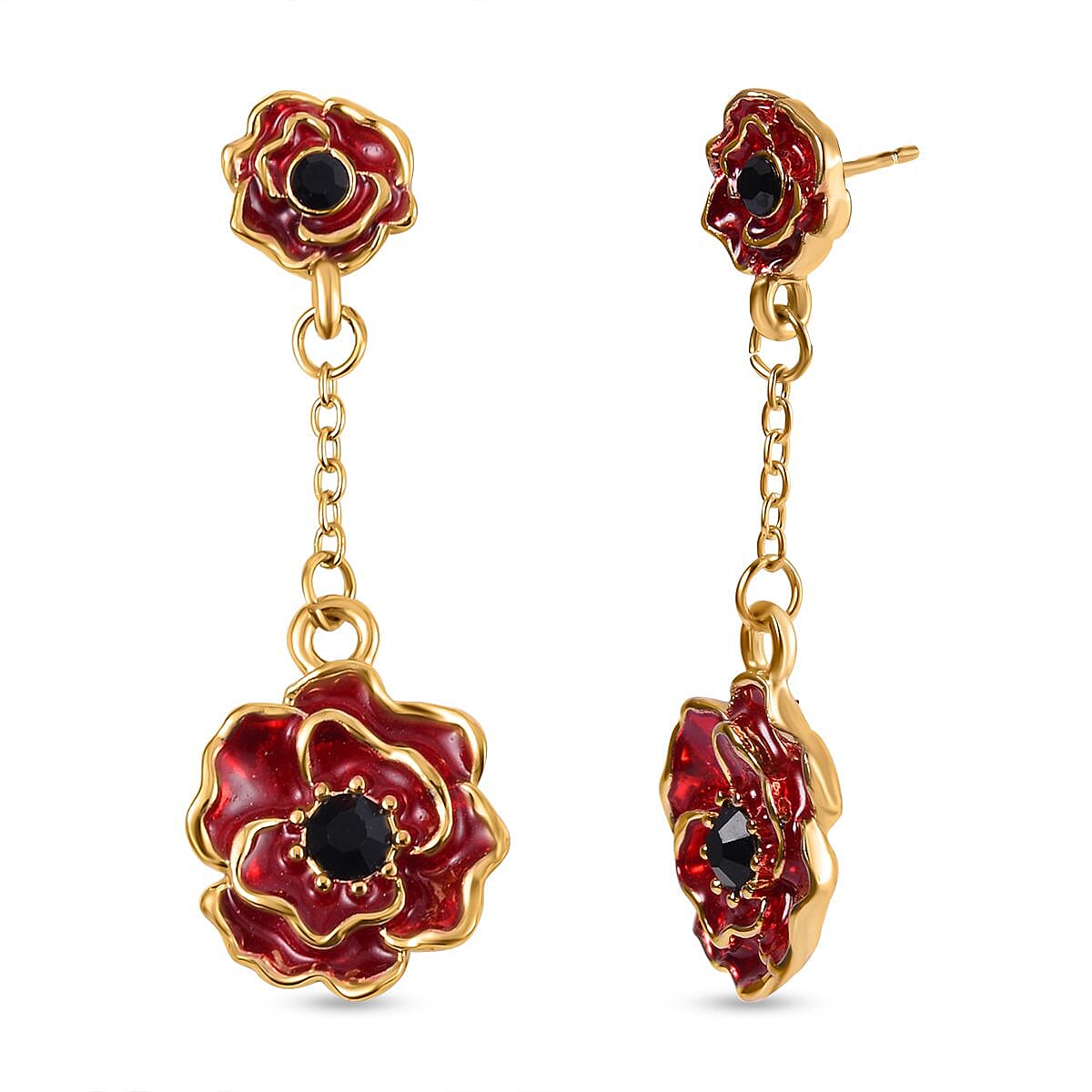 Austrian Black Crystal Dangling Earring with Push Back in Yellow Gold Plated 8232460 0