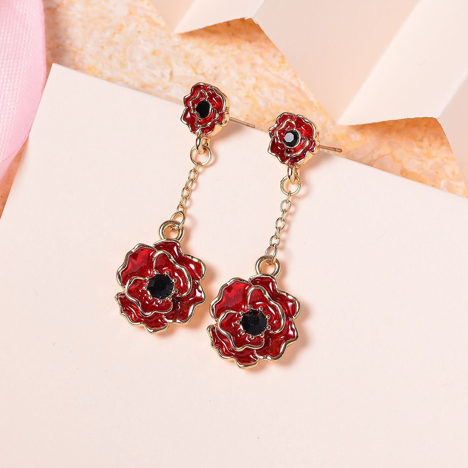 Austrian Black Crystal Dangling Earring with Push Back in Yellow Gold Plated 8232460 2