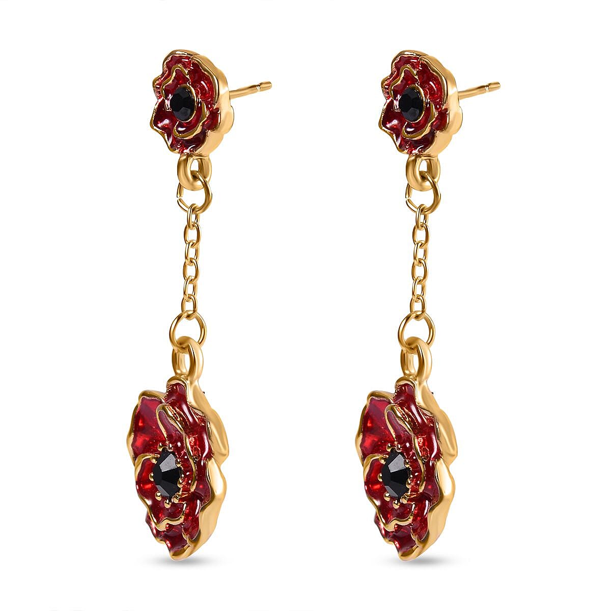 Austrian Black Crystal Dangling Earring with Push Back in Yellow Gold Plated 8232460 4