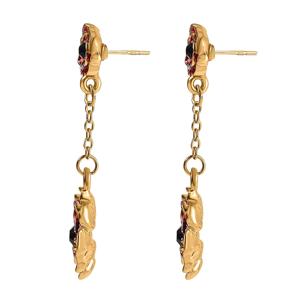 Austrian Black Crystal Dangling Earring with Push Back in Yellow Gold Plated 8232460 5